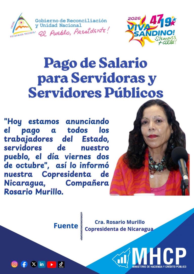 Servidoras y Servidores públicos recibirán salario el 2 de octubre